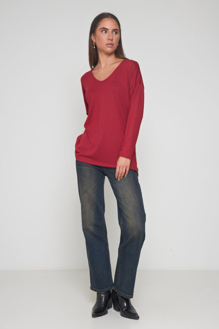 Μπλούζα V oversized πλεκτή essentials - Image 3