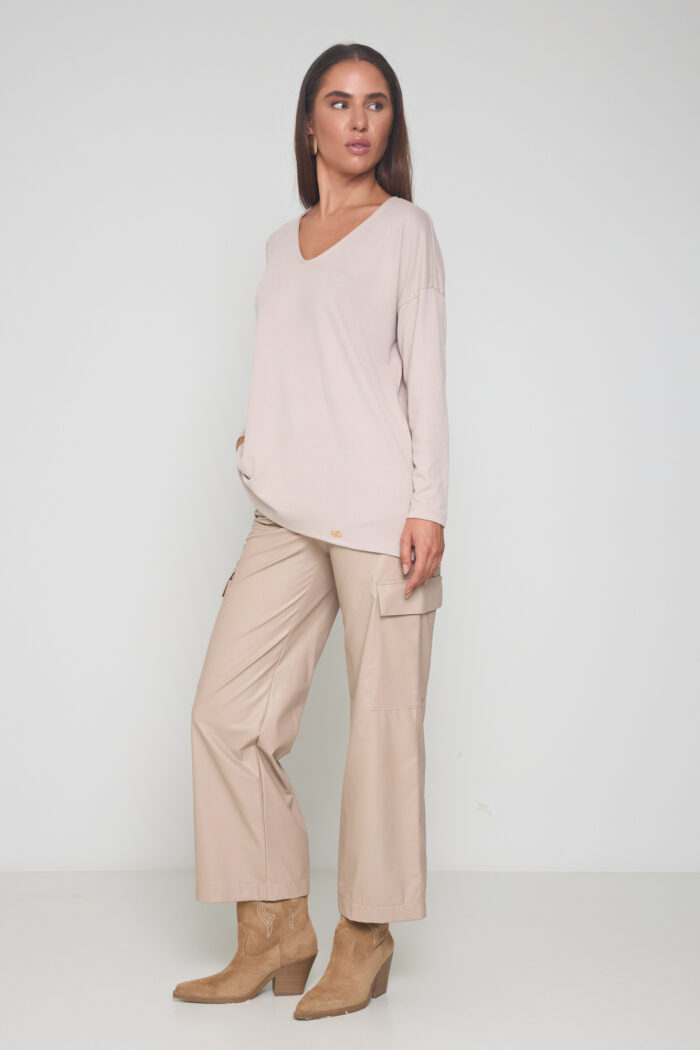Μπλούζα V oversized πλεκτή essentials - Image 3