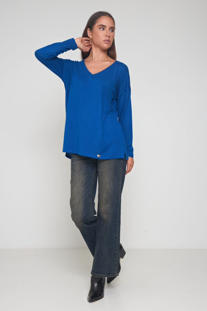 Μπλούζα V oversized πλεκτή essentials - Image 3