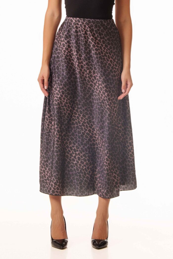 Φούστα σατέν με animal print - Image 2