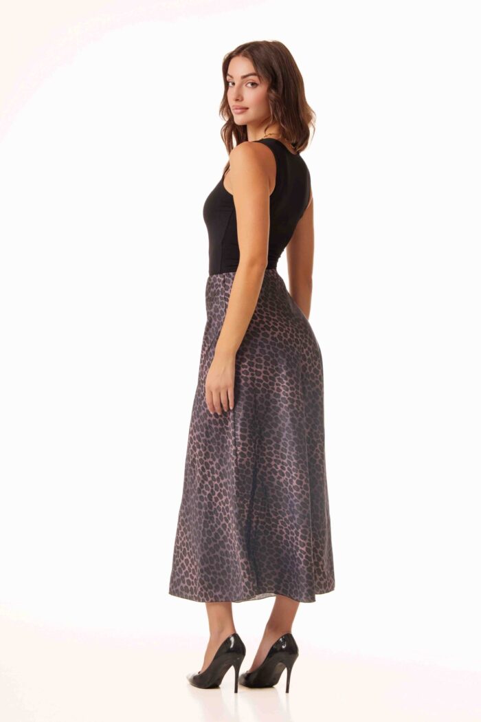 Φούστα σατέν με animal print - Image 5